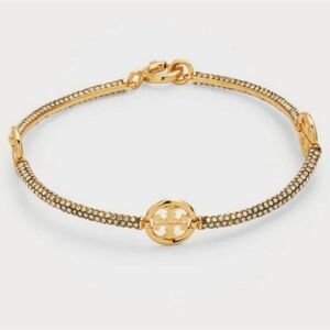 TORY BURCH Miller Pave Gold Double T Monogram Barcelet